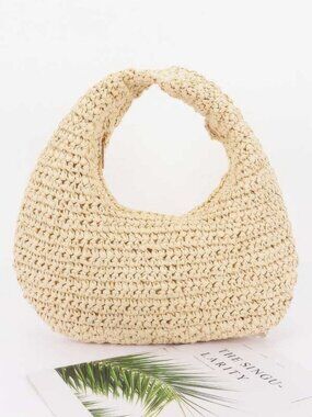 Faux Straw Braided Bindle Bag